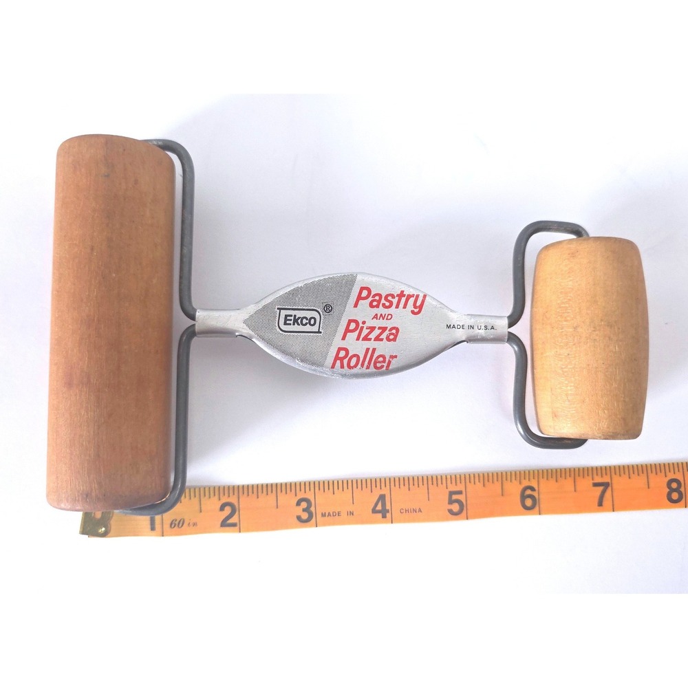 Vintage Ekco Pastry‎ and Pizza Roller Wood Double Sided Dough Tool Made in USA - Picture 3 of 5